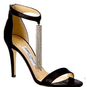 Jimmy Choo N5014 Viola 100 Womens Black Suede Sandal Size EU 36 1/2 US 6.5- New